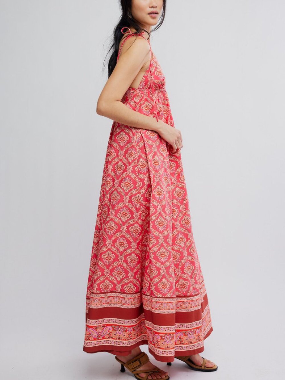 FREE PEOPLE Sorrento Stroll Printed Maxi Dress / Tart Berry Combo - Picture 2 of 5